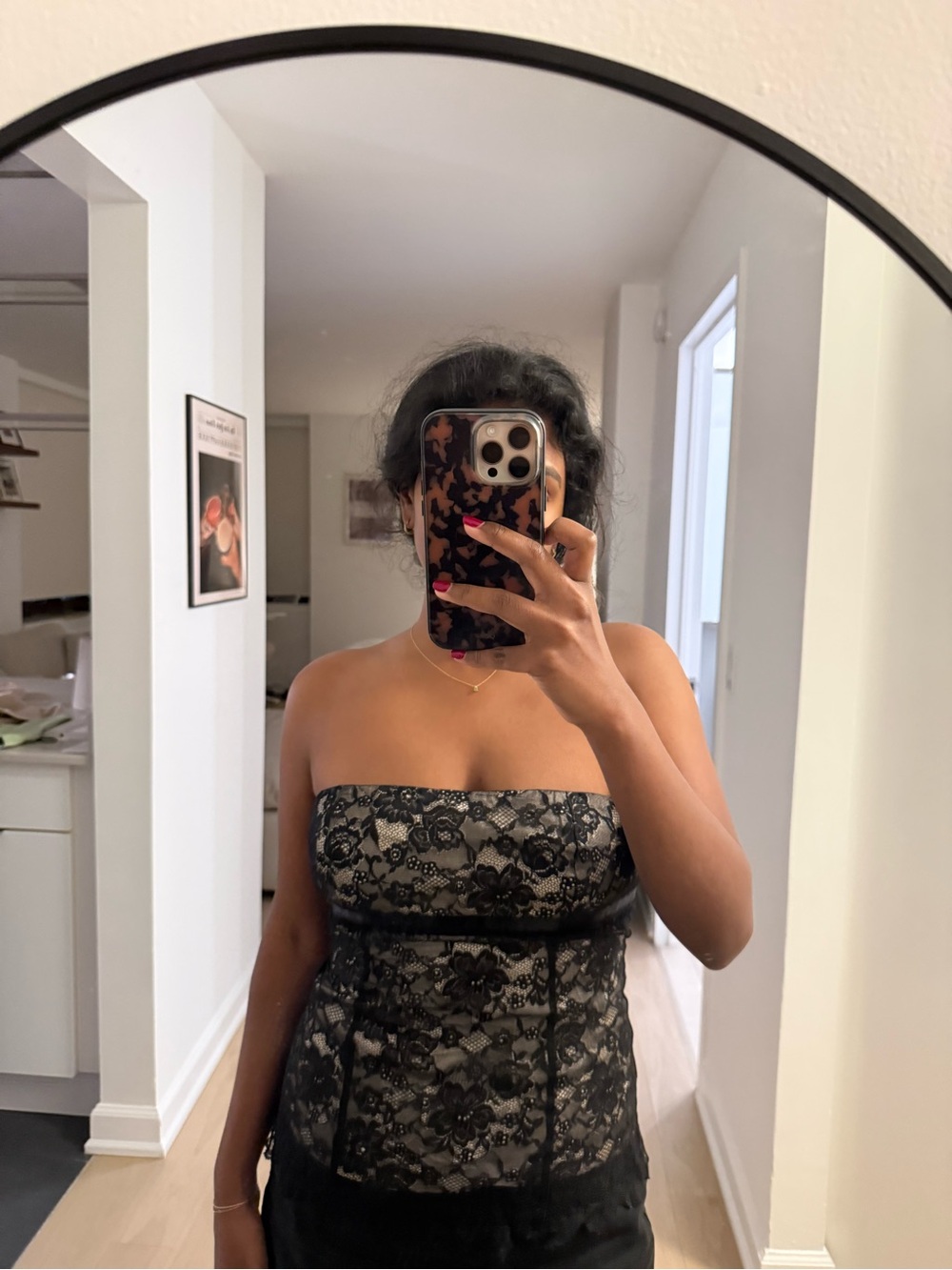 Black Lace Strapless Bustier Top